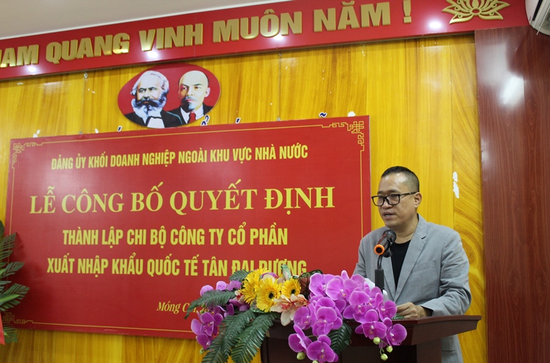 Thành lập Chi bộ Công ty Cổ phần xuất nhập khẩu quốc tế Tân Đại Dương
